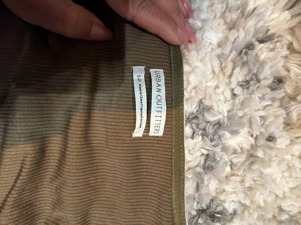 Urban Outfitters Paradox Ribbed Velvet Long Sleeve Ruched Crop Top